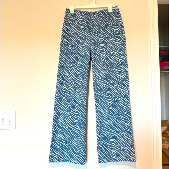 Pretty Garbage Blue Zebra Print Wide Leg High Waist Jeans size medium - Picture 1 of 8